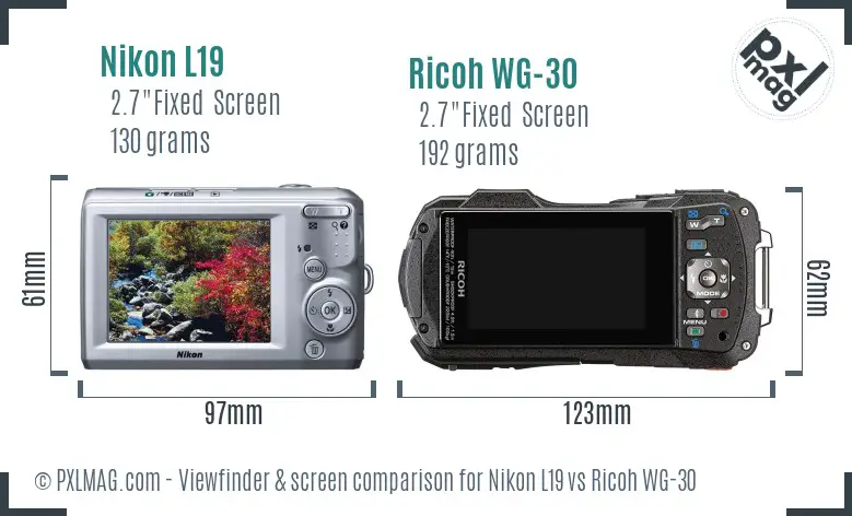 Nikon L19 vs Ricoh WG-30 Screen and Viewfinder comparison Nikon L19 vs Ricoh WG-30 Screen and Viewfinder comparison