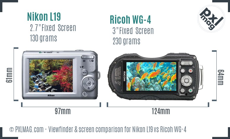 Nikon L19 vs Ricoh WG-4 Screen and Viewfinder comparison