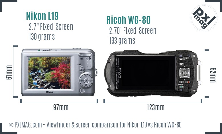 Nikon L19 vs Ricoh WG-80 Screen and Viewfinder comparison