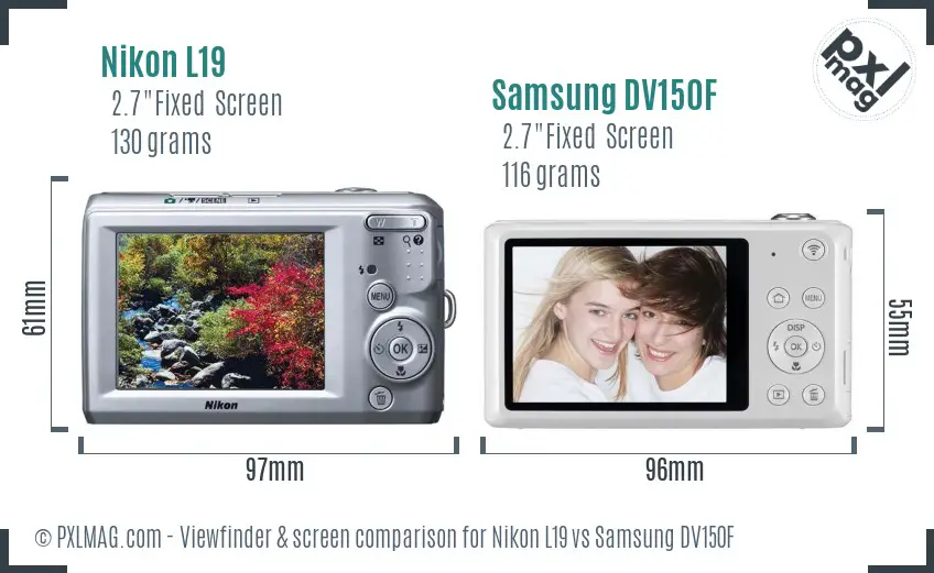 Nikon L19 vs Samsung DV150F Screen and Viewfinder comparison