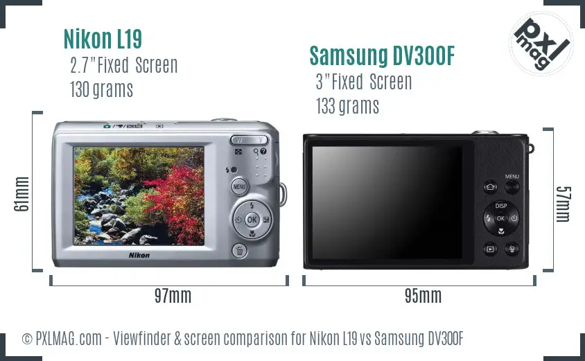 Nikon L19 vs Samsung DV300F Screen and Viewfinder comparison