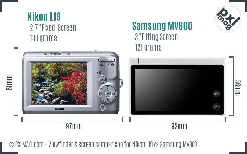Nikon L19 vs Samsung MV800 Screen and Viewfinder comparison Nikon L19 vs Samsung MV800 Screen and Viewfinder comparison