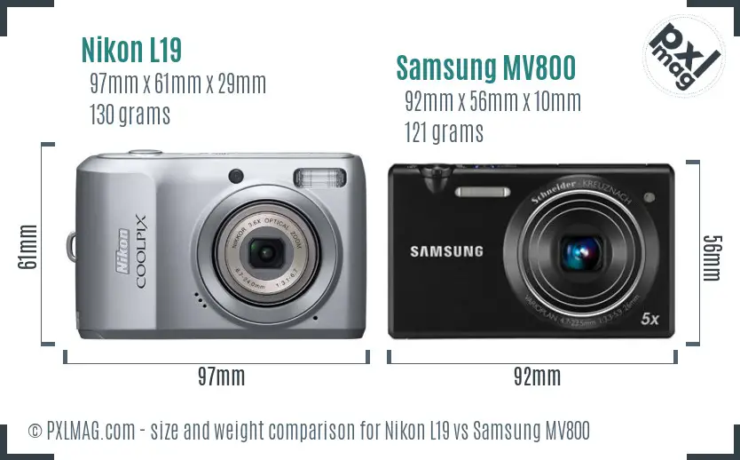Nikon L19 vs Samsung MV800 size comparison Nikon L19 vs Samsung MV800 size comparison
