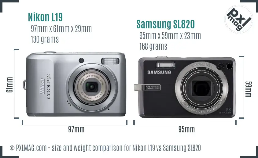 Nikon L19 vs Samsung SL820 size comparison