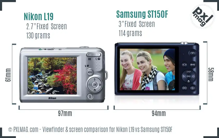 Nikon L19 vs Samsung ST150F Screen and Viewfinder comparison