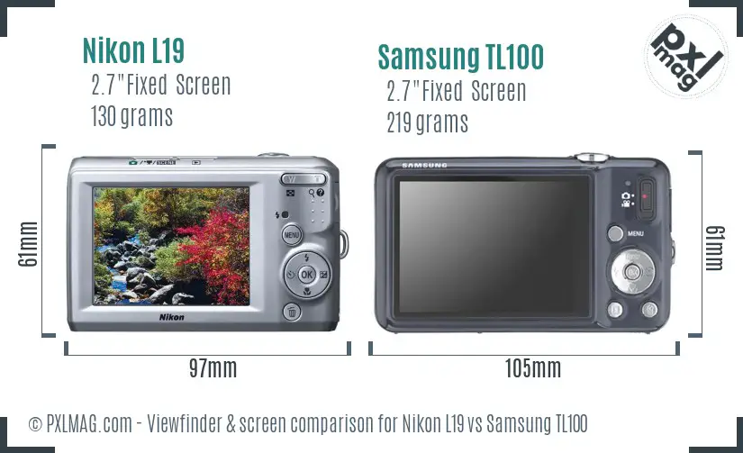 Nikon L19 vs Samsung TL100 Screen and Viewfinder comparison