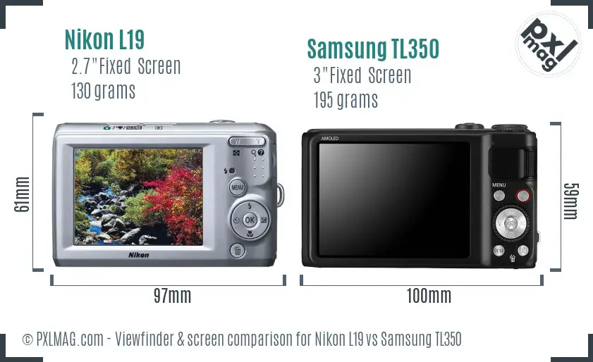 Nikon L19 vs Samsung TL350 Screen and Viewfinder comparison