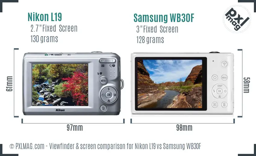 Nikon L19 vs Samsung WB30F Screen and Viewfinder comparison