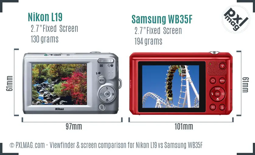 Nikon L19 vs Samsung WB35F Screen and Viewfinder comparison