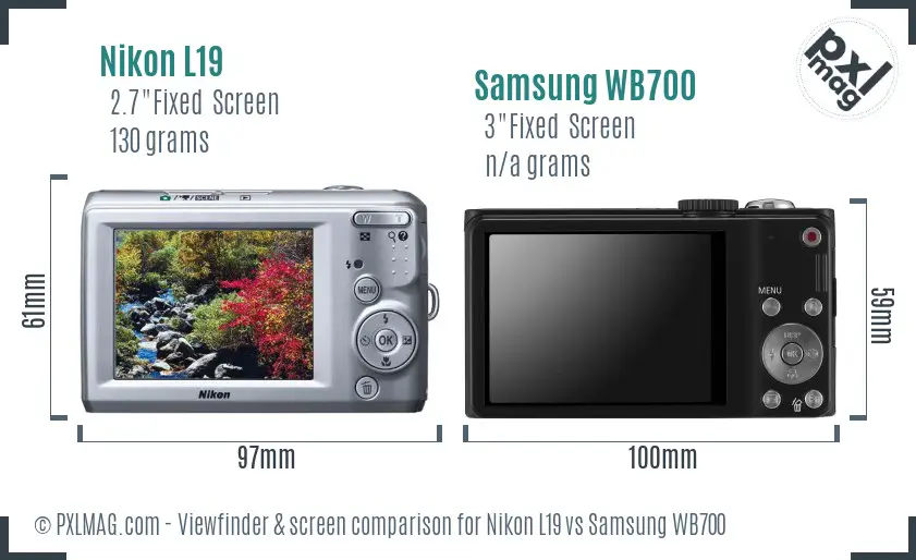 Nikon L19 vs Samsung WB700 Screen and Viewfinder comparison