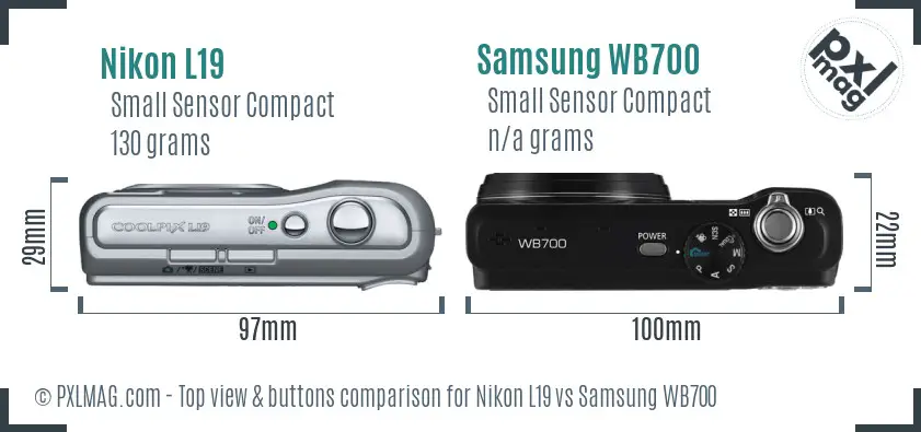 Nikon L19 vs Samsung WB700 top view buttons comparison