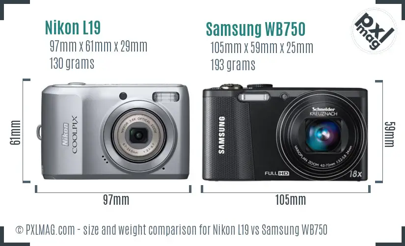Nikon L19 vs Samsung WB750 size comparison Nikon L19 vs Samsung WB750 size comparison
