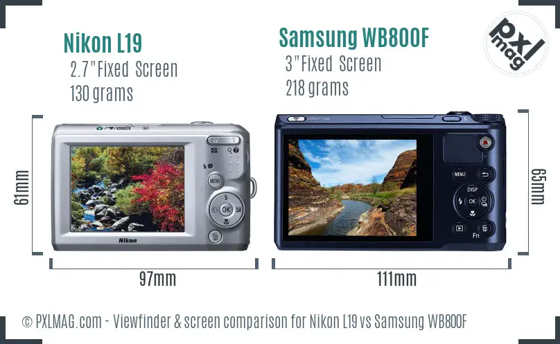 Nikon L19 vs Samsung WB800F Screen and Viewfinder comparison