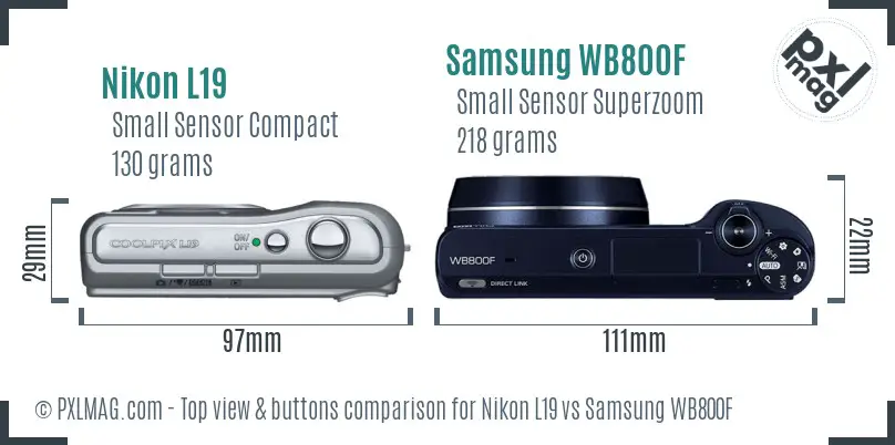 Nikon L19 vs Samsung WB800F top view buttons comparison