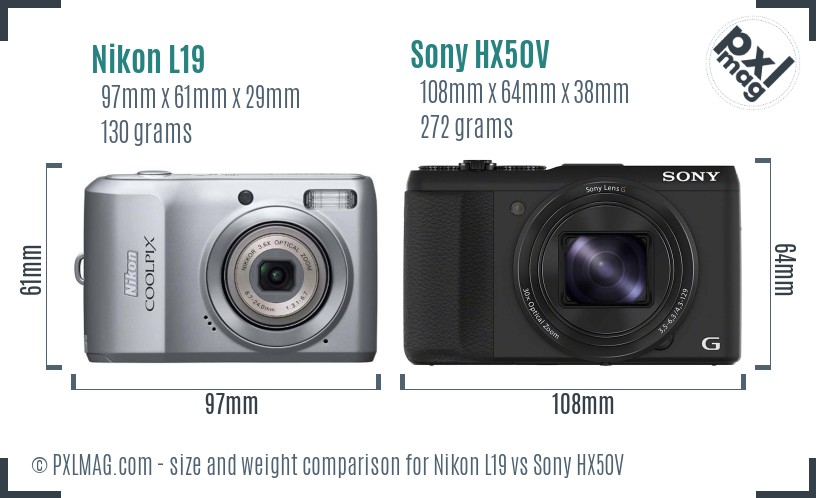 Nikon L19 vs Sony HX50V size comparison Nikon L19 vs Sony HX50V size comparison