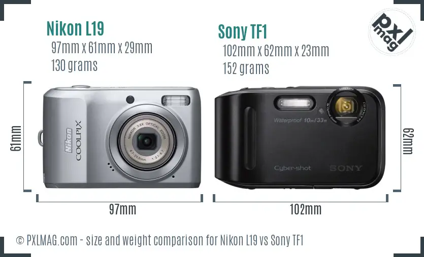 Nikon L19 vs Sony TF1 size comparison
