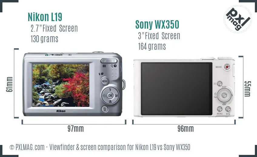 Nikon L19 vs Sony WX350 Screen and Viewfinder comparison