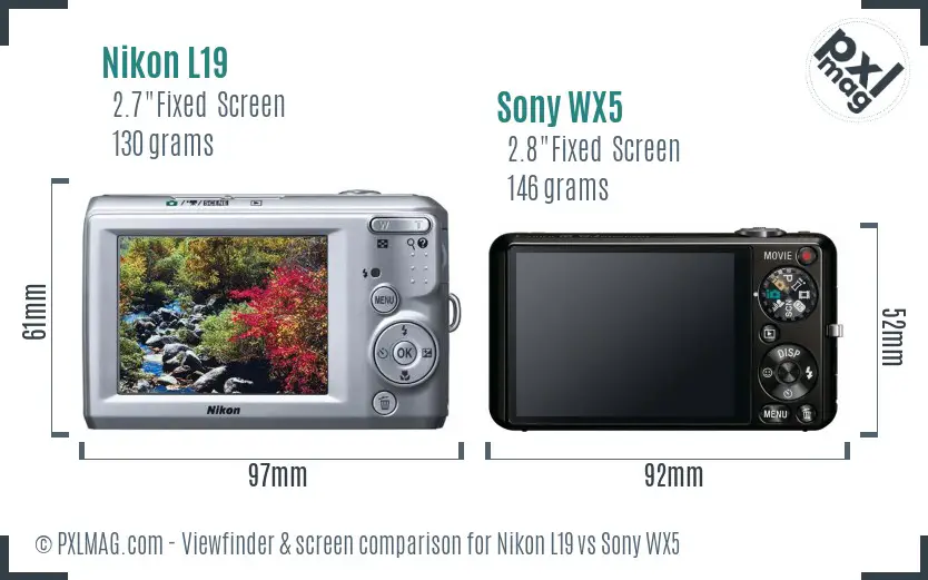 Nikon L19 vs Sony WX5 Screen and Viewfinder comparison Nikon L19 vs Sony WX5 Screen and Viewfinder comparison