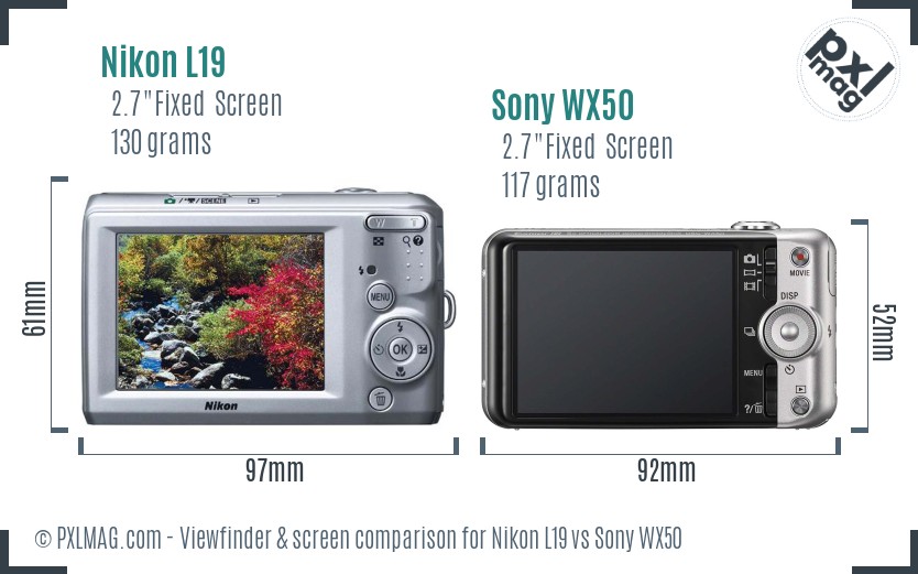 Nikon L19 vs Sony WX50 Screen and Viewfinder comparison