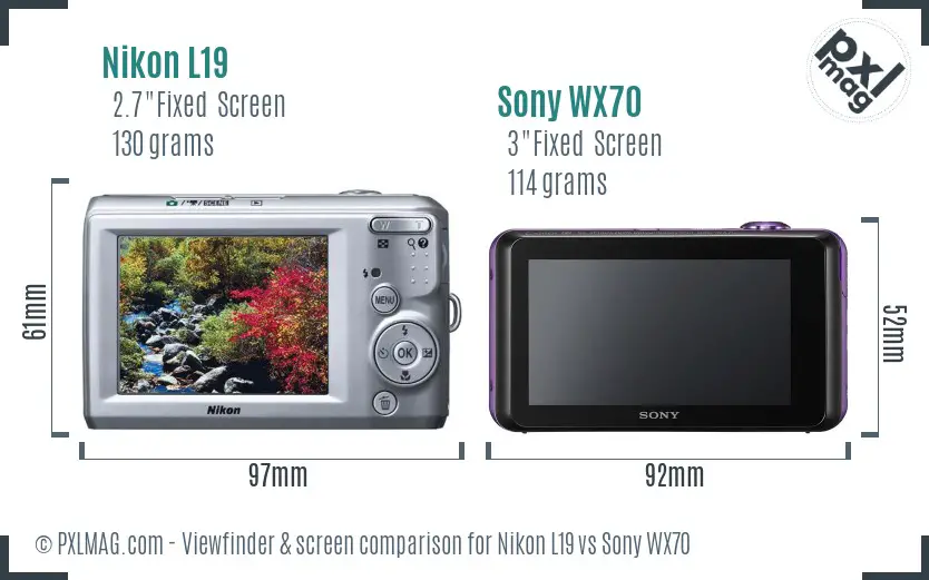 Nikon L19 vs Sony WX70 Screen and Viewfinder comparison