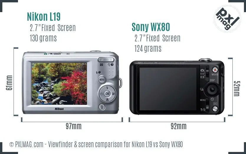 Nikon L19 vs Sony WX80 Screen and Viewfinder comparison