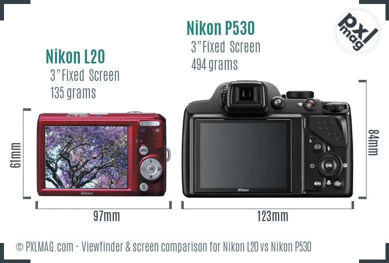 Nikon L20 vs Nikon P530 Screen and Viewfinder comparison Nikon L20 vs Nikon P530 Screen and Viewfinder comparison
