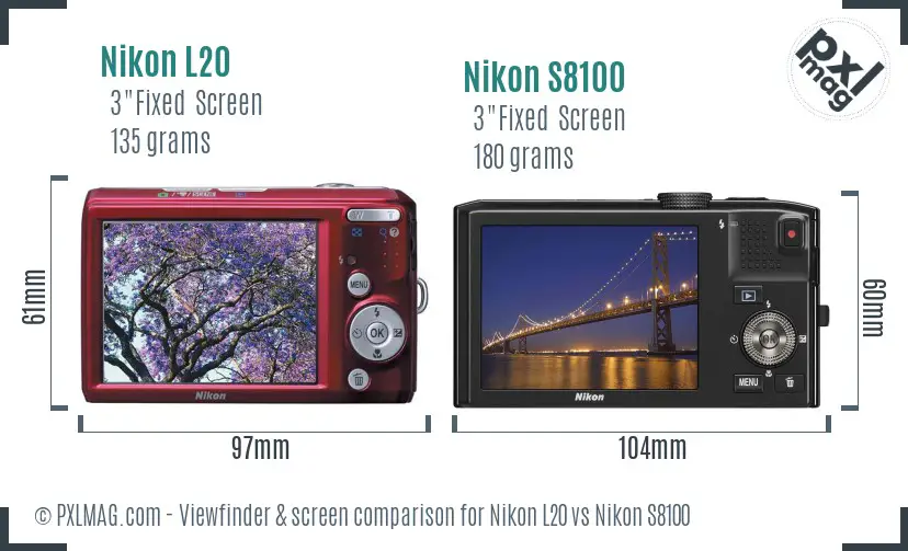 Nikon L20 vs Nikon S8100 Screen and Viewfinder comparison Nikon L20 vs Nikon S8100 Screen and Viewfinder comparison