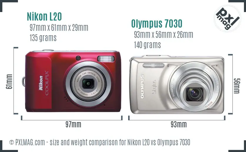 Nikon L20 vs Olympus 7030 size comparison