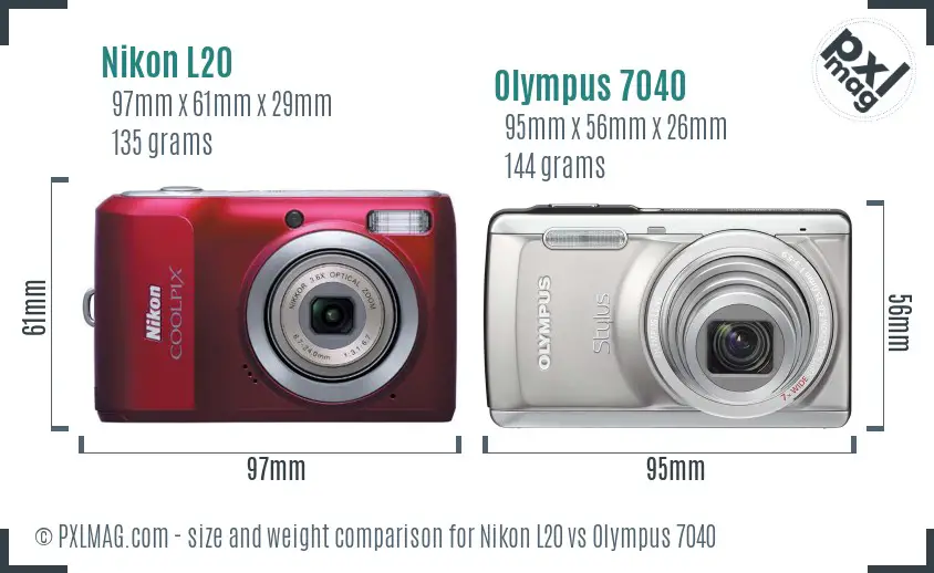 Nikon L20 vs Olympus 7040 size comparison