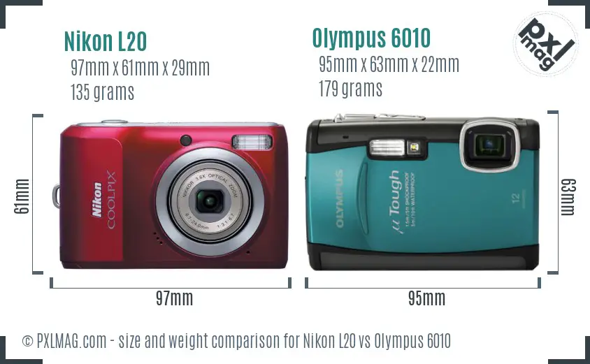 Nikon L20 vs Olympus 6010 size comparison