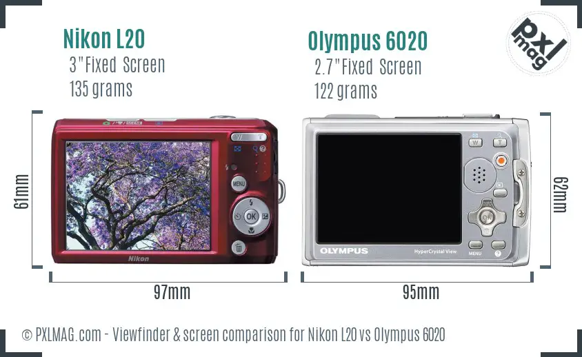 Nikon L20 vs Olympus 6020 Screen and Viewfinder comparison Nikon L20 vs Olympus 6020 Screen and Viewfinder comparison