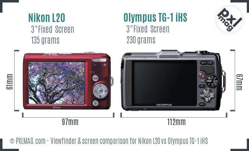 Nikon L20 vs Olympus TG-1 iHS Screen and Viewfinder comparison