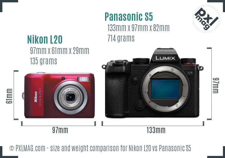 Nikon L20 vs Panasonic S5 size comparison Nikon L20 vs Panasonic S5 size comparison