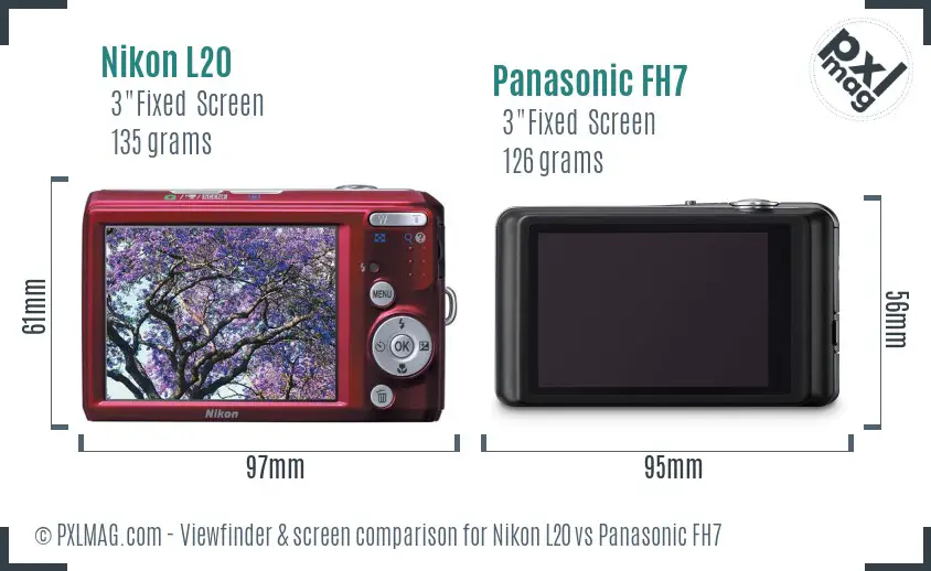 Nikon L20 vs Panasonic FH7 Screen and Viewfinder comparison