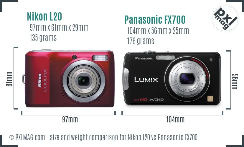 Nikon L20 vs Panasonic FX700 size comparison Nikon L20 vs Panasonic FX700 size comparison