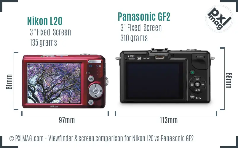 Nikon L20 vs Panasonic GF2 Screen and Viewfinder comparison Nikon L20 vs Panasonic GF2 Screen and Viewfinder comparison