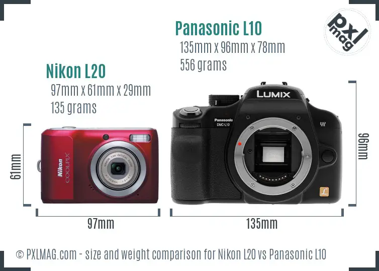 Nikon L20 vs Panasonic L10 size comparison