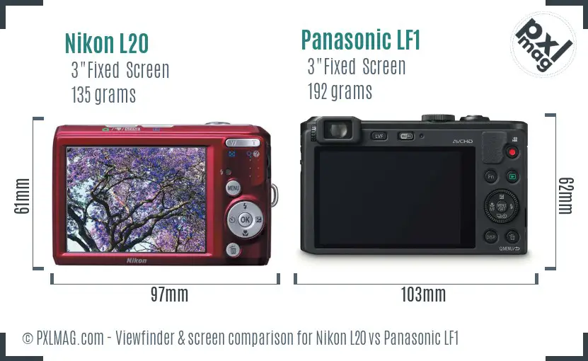 Nikon L20 vs Panasonic LF1 Screen and Viewfinder comparison