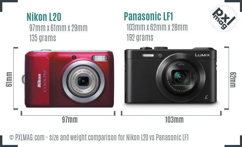 Nikon L20 vs Panasonic LF1 size comparison