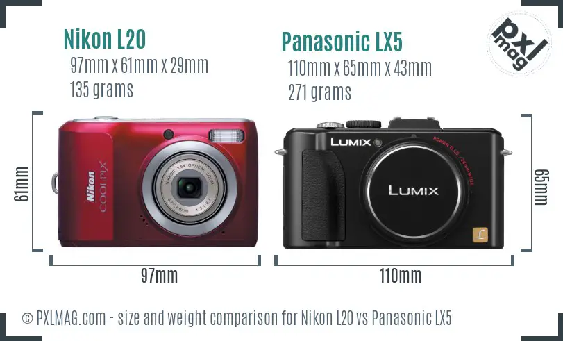 Nikon L20 vs Panasonic LX5 size comparison Nikon L20 vs Panasonic LX5 size comparison