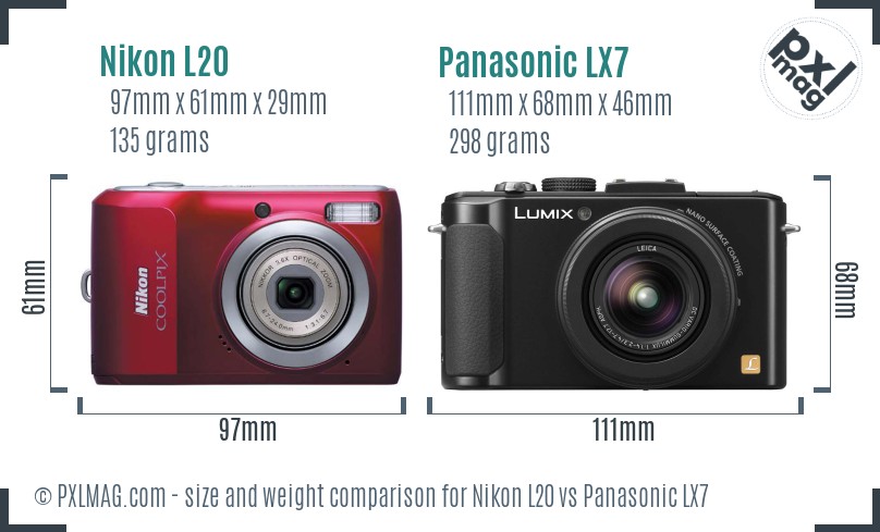 Nikon L20 vs Panasonic LX7 size comparison Nikon L20 vs Panasonic LX7 size comparison