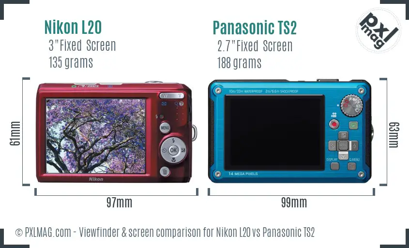 Nikon L20 vs Panasonic TS2 Screen and Viewfinder comparison