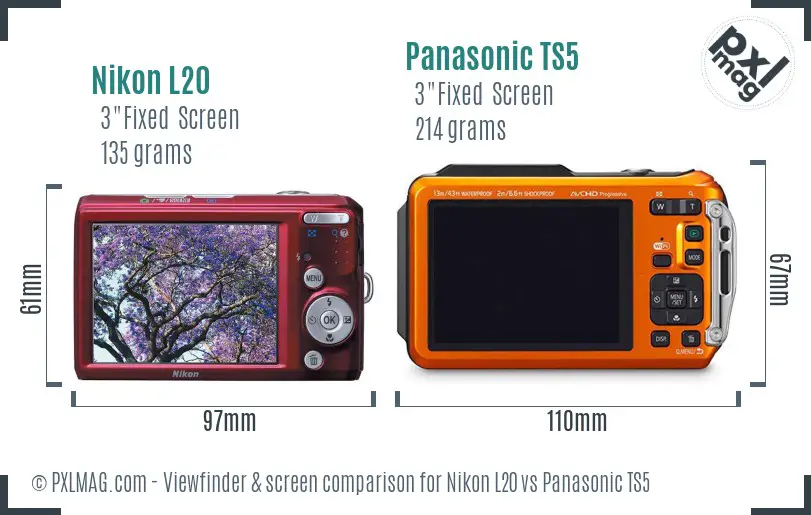 Nikon L20 vs Panasonic TS5 Screen and Viewfinder comparison