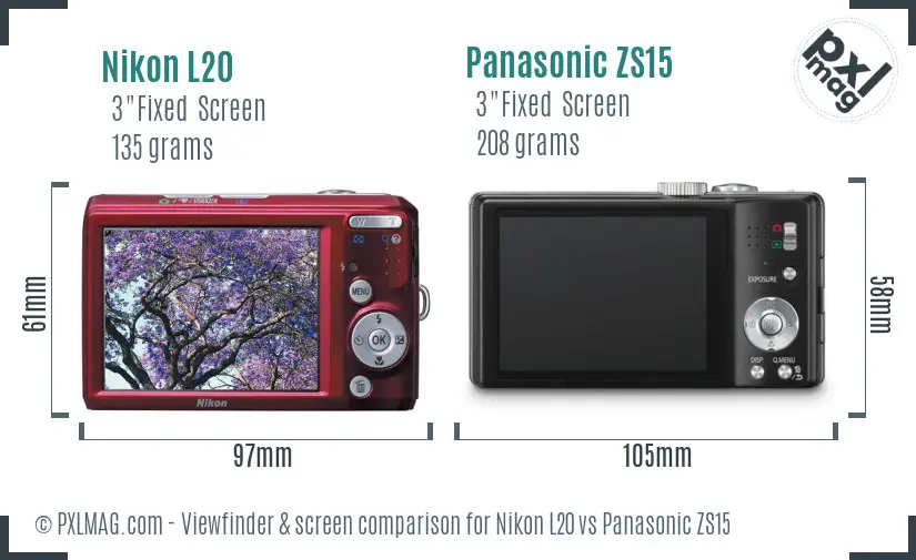 Nikon L20 vs Panasonic ZS15 Screen and Viewfinder comparison Nikon L20 vs Panasonic ZS15 Screen and Viewfinder comparison
