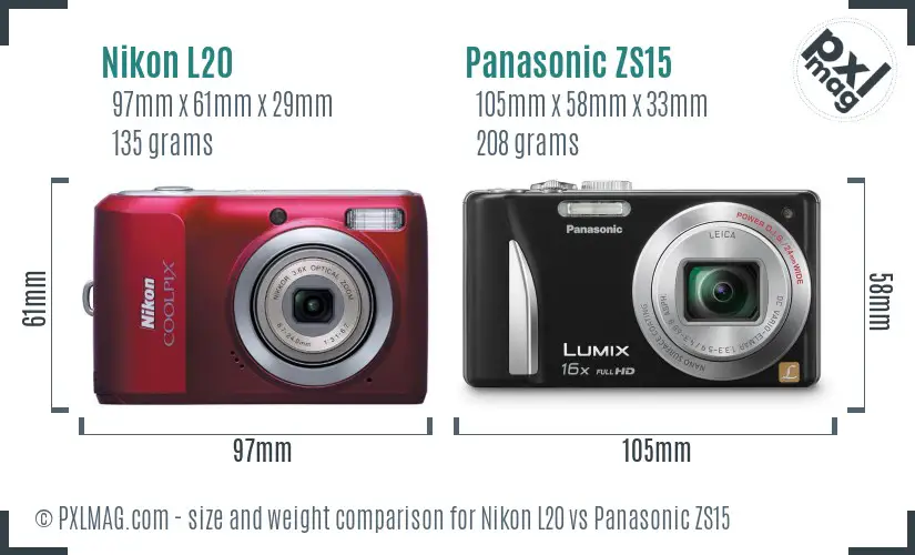 Nikon L20 vs Panasonic ZS15 size comparison Nikon L20 vs Panasonic ZS15 size comparison