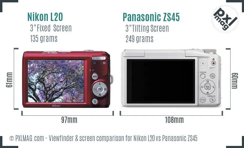 Nikon L20 vs Panasonic ZS45 Screen and Viewfinder comparison Nikon L20 vs Panasonic ZS45 Screen and Viewfinder comparison