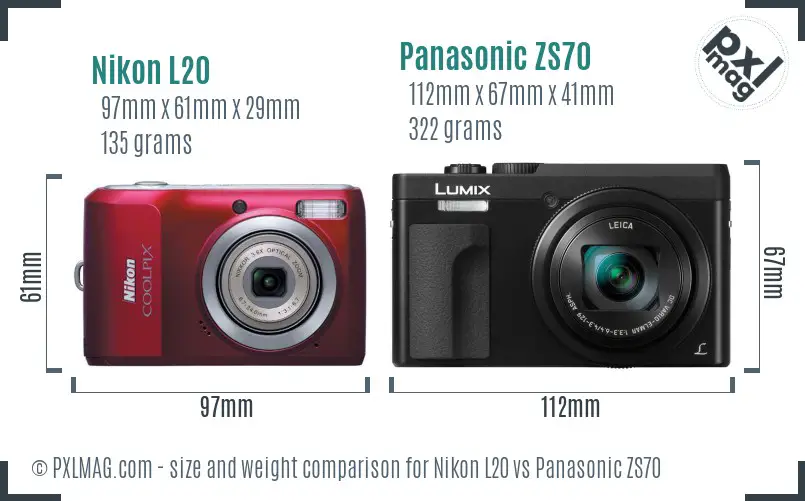 Nikon L20 vs Panasonic ZS70 size comparison Nikon L20 vs Panasonic ZS70 size comparison
