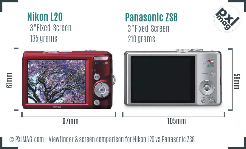 Nikon L20 vs Panasonic ZS8 Screen and Viewfinder comparison Nikon L20 vs Panasonic ZS8 Screen and Viewfinder comparison