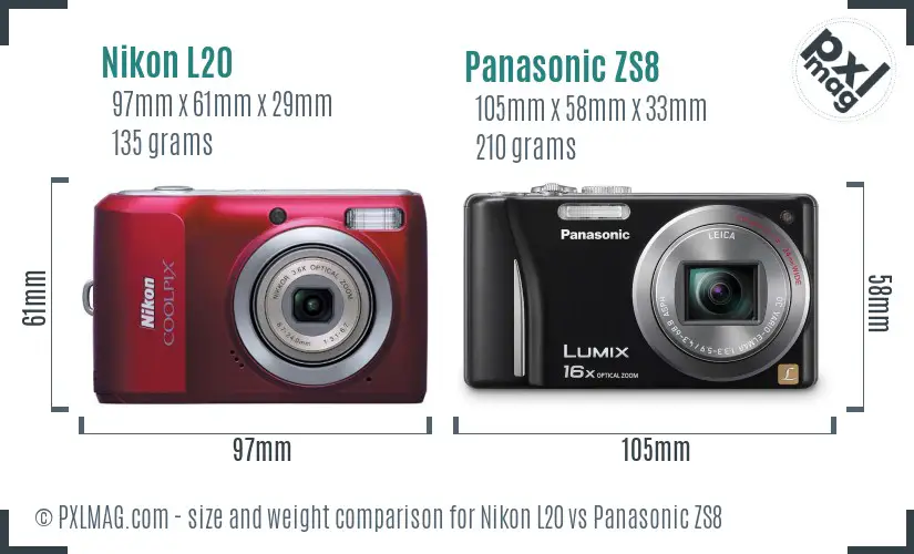 Nikon L20 vs Panasonic ZS8 size comparison Nikon L20 vs Panasonic ZS8 size comparison