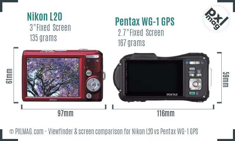 Nikon L20 vs Pentax WG-1 GPS Screen and Viewfinder comparison Nikon L20 vs Pentax WG-1 GPS Screen and Viewfinder comparison